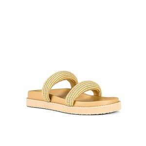 SIMKHAI Lupita Puffy Strap Raffia Platform Sandals in Natural 7.5